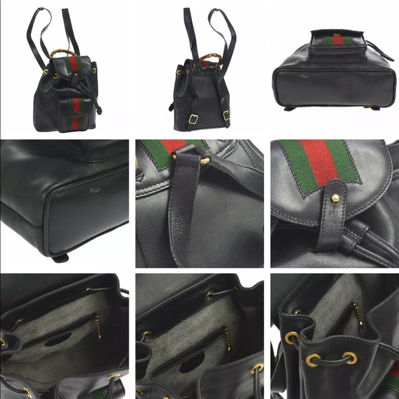GUCCI Bamboo Shelly Line Backpack Italy Vintage - Picture 8 of 8
